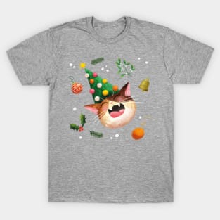 Laughing Christmas Cat T-Shirt